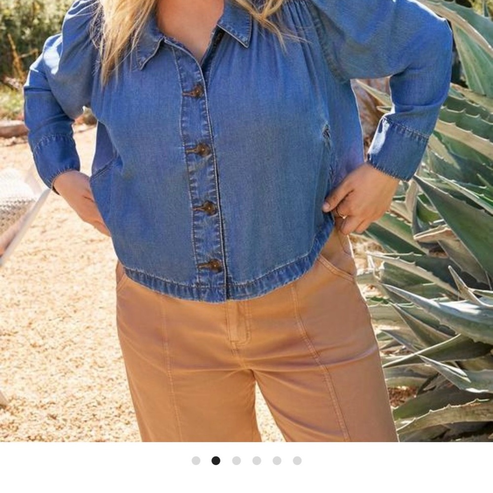Torrid Blue Button-Down Blouse NWT - image 2